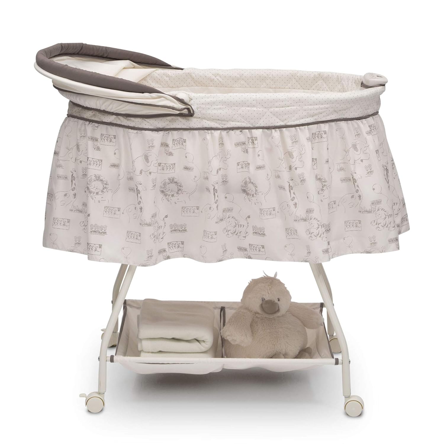 Delta Children Deluxe Sweet Beginnings Bedside Bassinet - Portable Crib with Lights and Sounds, Playtime Jungle, 33x17x45 Inch (Pack of 1) Pack of 2
