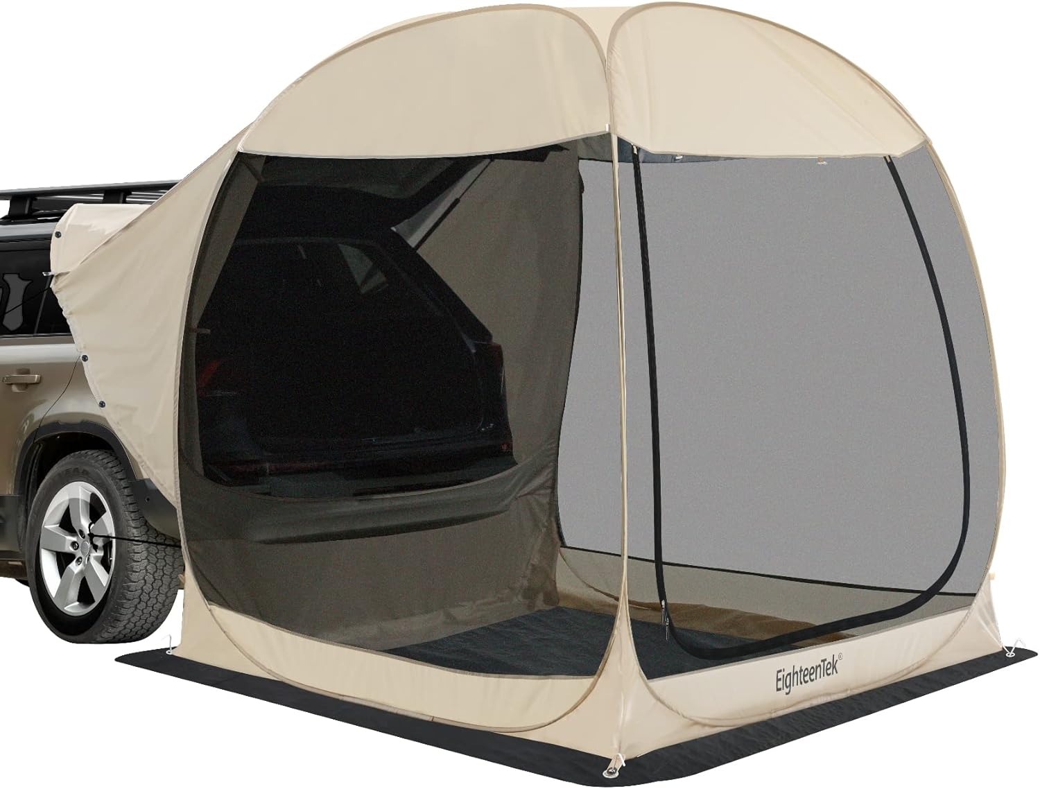 EighteenTek Truck Tent SUV Car Tent Pop Up Camping Outdoor Travel Screen House Room Shelter Mesh Walls Attachment for 4-6 Person 7’x7’x7.2’H