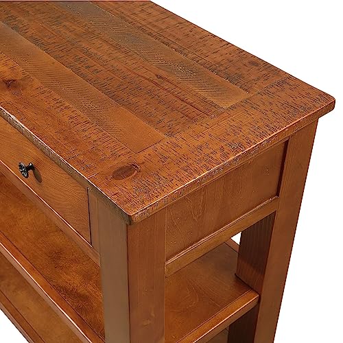 Amposei Farmhouse Wood Entryway Console Table 48-Inch Modern Sofa Entry Table with Drawers and Storage Shelves for Entrance Living Room (Brown)