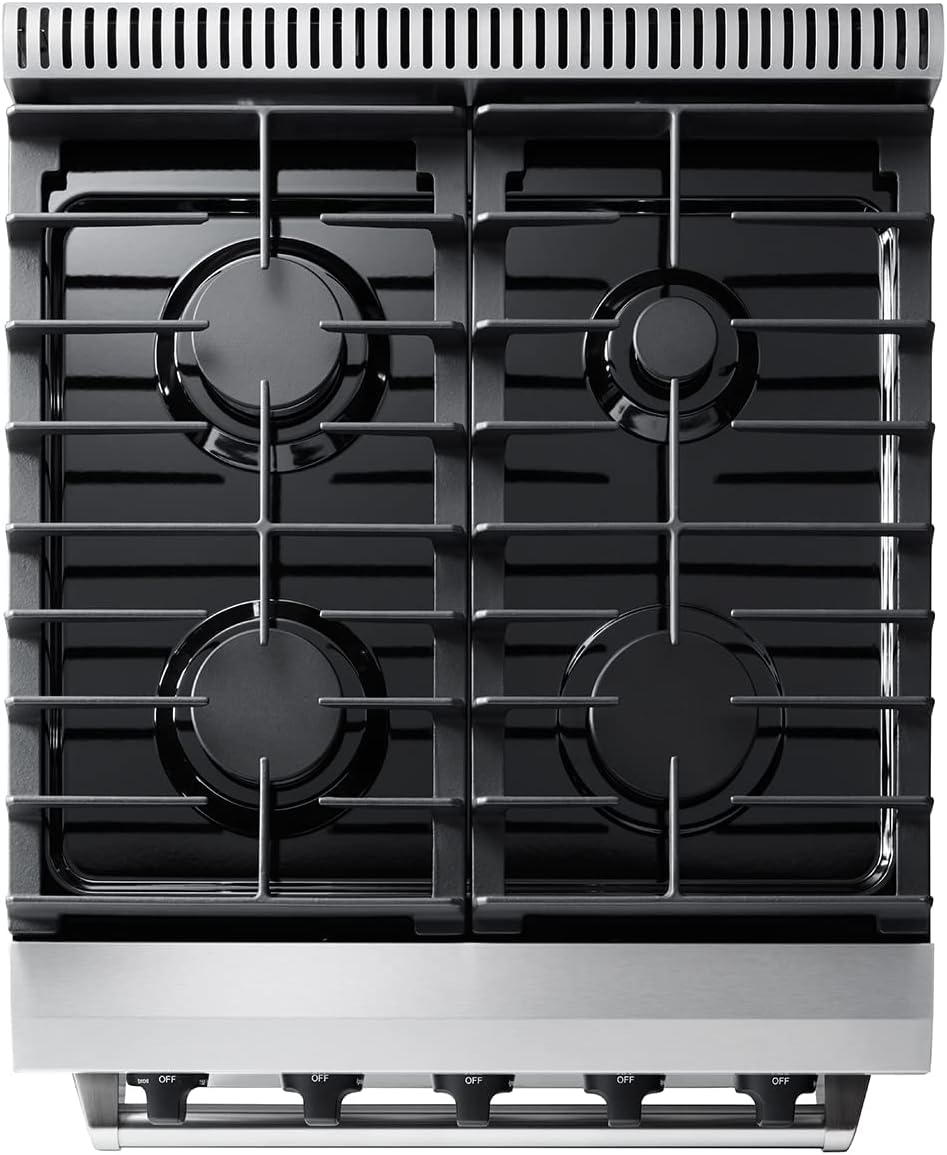 Thor Kitchen 30 in. 4.55 Cu. Ft. Freestanding Gas Range with 5 Burners, Continuous Cast Iron Grates, in Stainless Steel, LRG3001U
