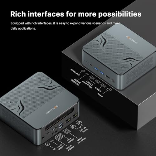 P4 Light Gaming Mini PC, Ryzen 7 5825U, 32GB RAM 1TB SSD, 11 Pro Triple 4K 60HZ Displays Desktop Computers, Support PS3 Emulator Micro PC, HDMI+DP+Type-C, WiFi 6E, BT5.2, Dual 2.5GbE LAN