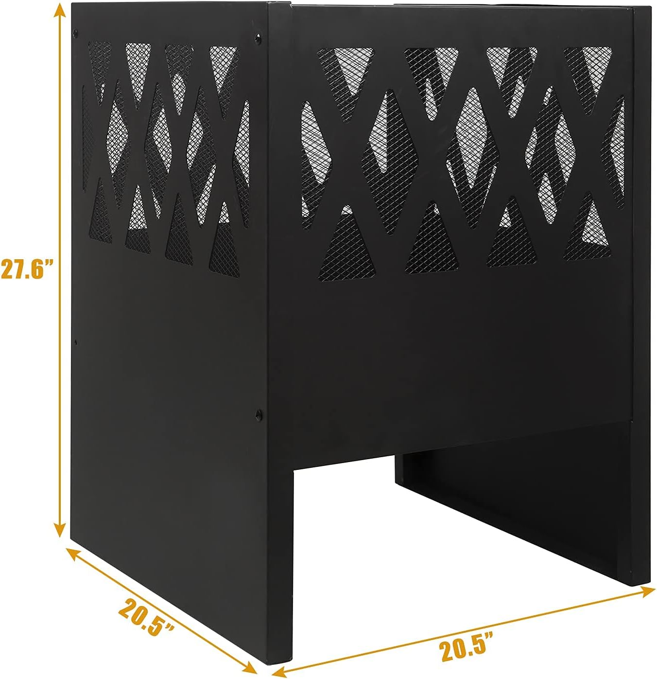 CharaVector Outdoor Wood Burning Burn Barrel Fire Pits 28&rdquo; Large Square Wood Stove, Deep Stainless Steel with Mesh Spark Screen and Fire Poker for Barbeque, Backyard, Bonfire