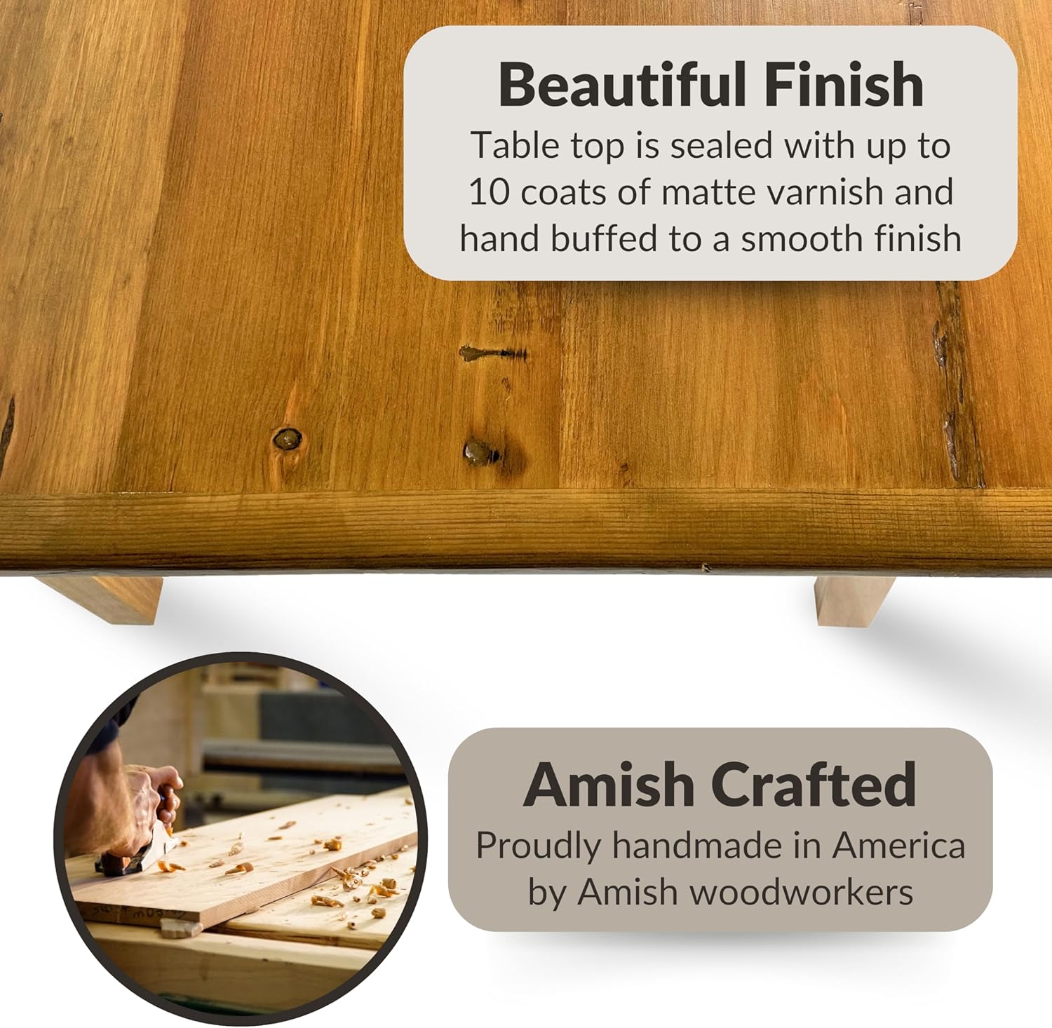 Amish Reclaimed Solid Wood Rustic Farmhouse Dining Table with Breadboard Ends, Farmhouse Kitchen Table (5', Light Natural)