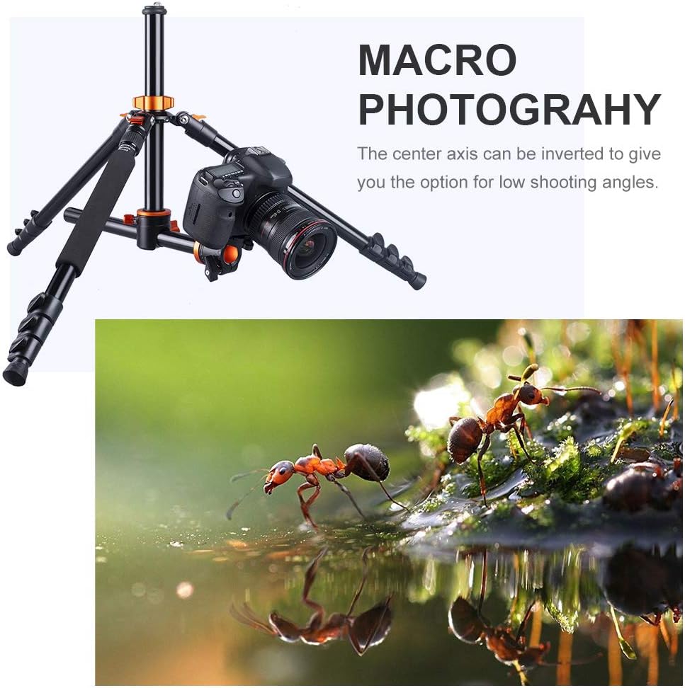 K&F Concept 72 Inch Camera Tripod, S211 Transverse Center Column Aluminium Professional DSLR Tripod with 360 Degree Ball Head,Quick Release Plate,Detachable Monopod 10kg Load for Travel and Work