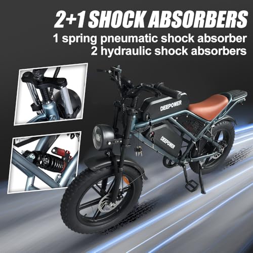 Electric Bike for Adult,1500W Peak Brushless Motor 30 MPH Fat Tire E Bike with 624-2880Wh Removable Battery 20" Electric Dirt Bike with Dual Suspension and 7-Speed