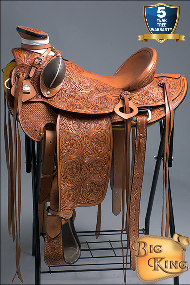 Hilason 16 in Western Horse Wade Saddle Leather Ranch Roping Oiled