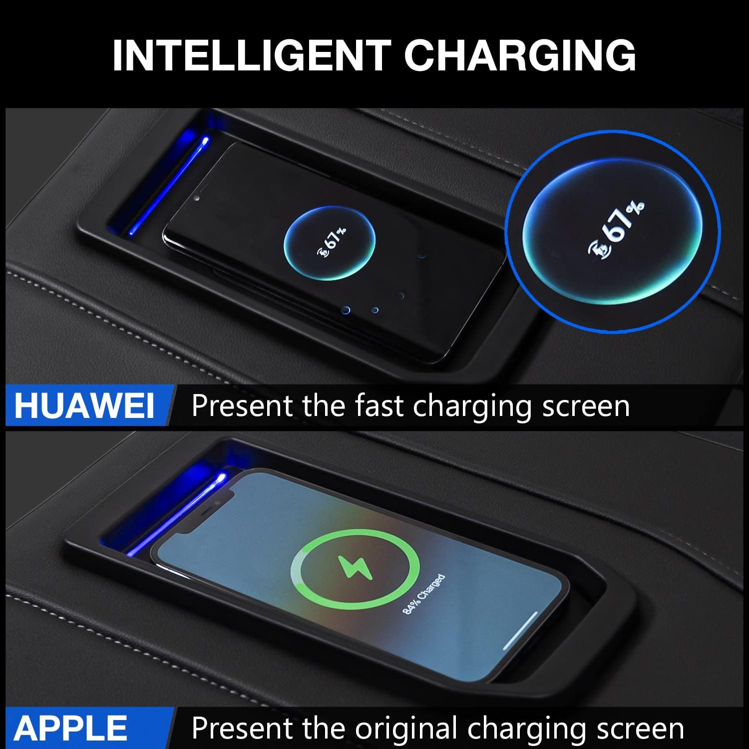 powoq Upgrade Center Console Fit Chevrolet Silverado Wireless Charger Pad for Chevy Silverado 2019-2021 GMC Sierra Accessories 15w