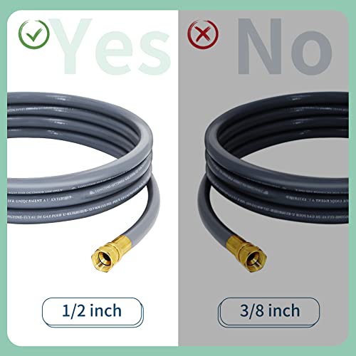 Upgraded 1/2 Inch ID Natural Gas Hose with 3/8 Inch Female Flare by 1/2 Inch Male Flare Adapter, Quick Connect Disconnect, Anti-Cracking for Natural Gas/Propane Equipment …