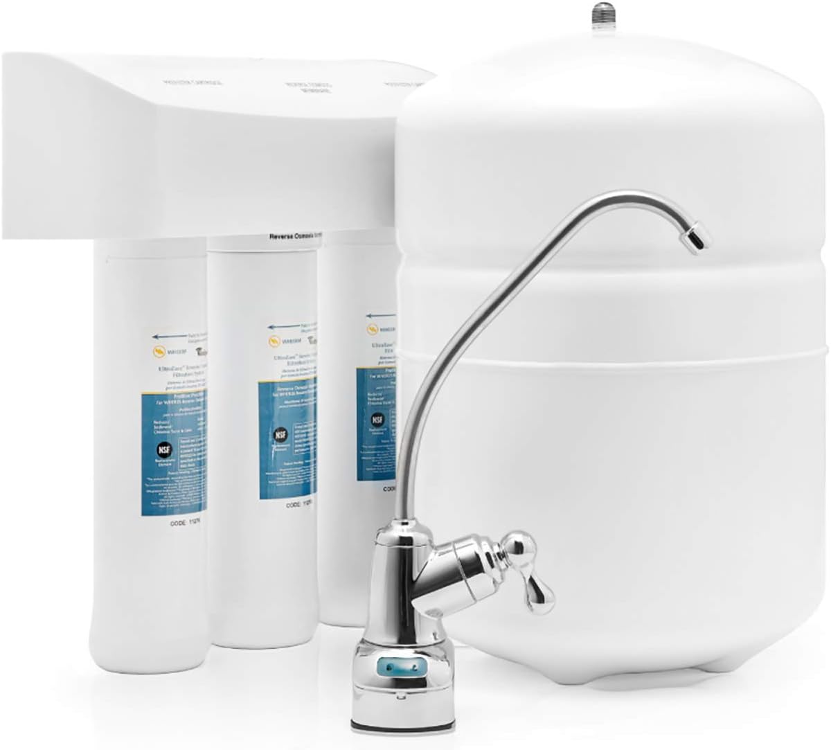Whirlpool WHAROS5 Reverse Osmosis Water Filtration System, 14" deep x 13" Wide x 15 inches Tall, Blue & WHEERM Replacement Membrane, Single Unit, White