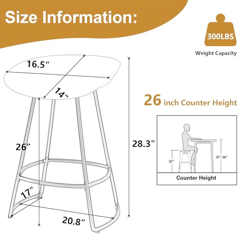 Andeworld Swivel Barstools Set of 4,Modern 30" Bar Height Chairs Plastic Seat Metal Bar Stools for Kitchen Island Breakfast Bar,White