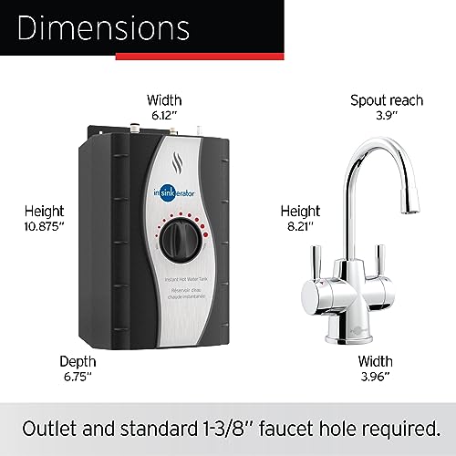 InSinkErator HOT250 Instant Hot Water Dispenser System, Single-Handle Faucet in Satin Nickel with 2/3-Gallon Stainless Steel Tank, H250SN-SS
