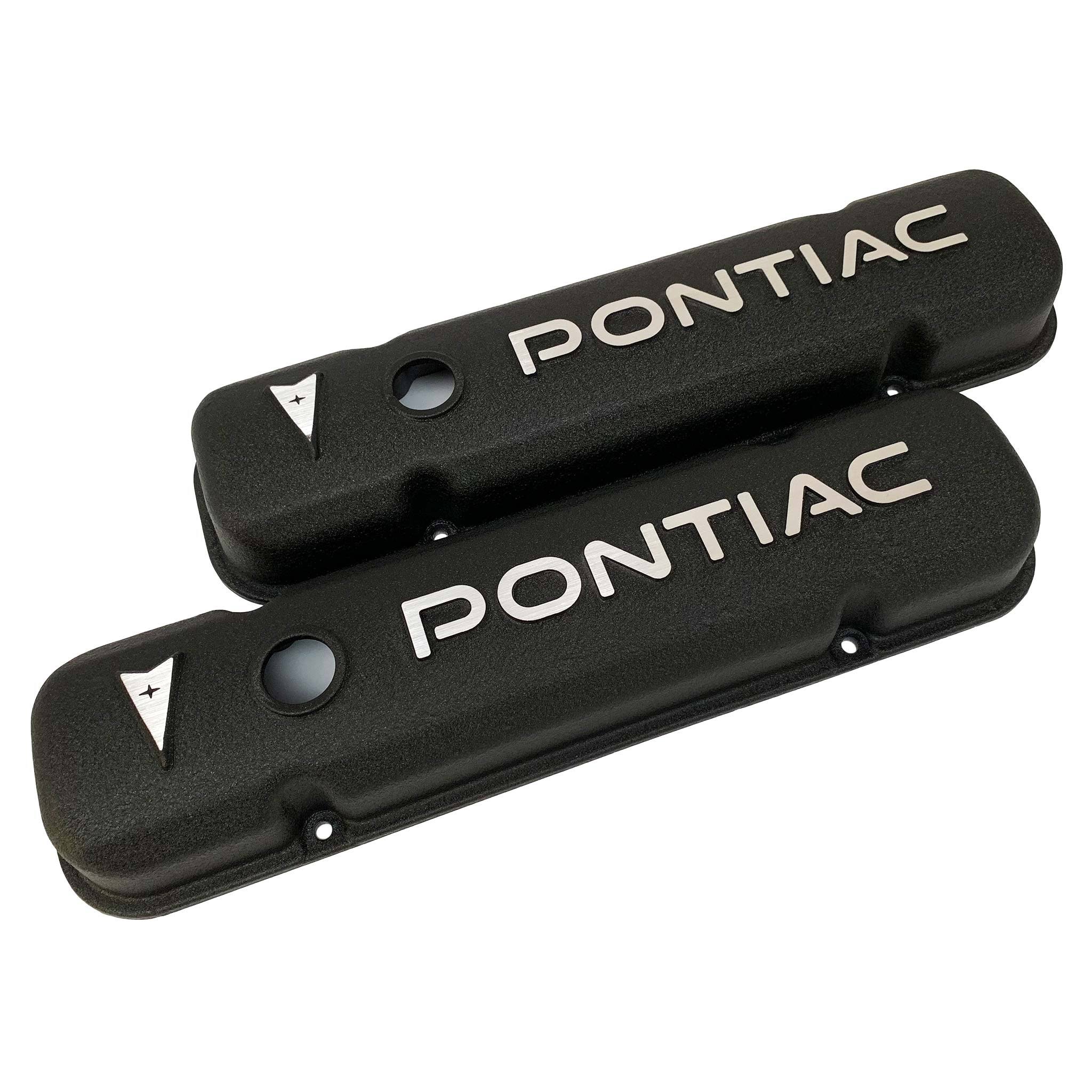 Performance USA Pontiac Raised Letter Logo Black Valve Covers