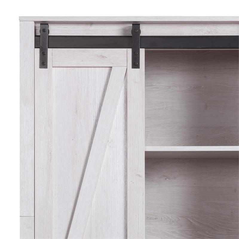 Furniture of America Kleva Transitional Wood Sliding Door Pantry in White Oak - IDI-202800