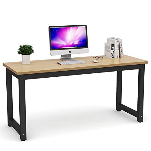 Tribesigns Modern Computer Desk, 63 x 31.5 inch Large Executive Office Desk Computer Table Study Writing Desk Workstation for Home Office, Spliced Desktop, White
