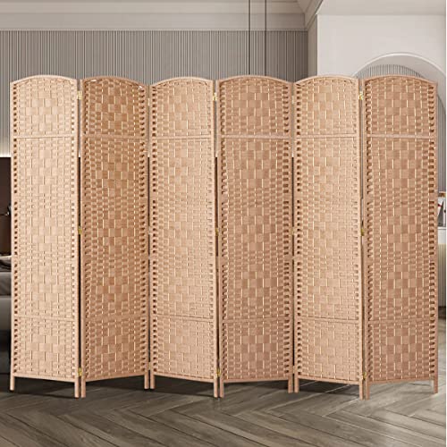 Rose Home Fashion Room Divider, Room Dividers and Folding Privacy Screens, 16" Privacy Screen 8 Panel Room Divider Wall Partition Room Dividers,6 ft.Tall Panle Screen Portable, Light Beige