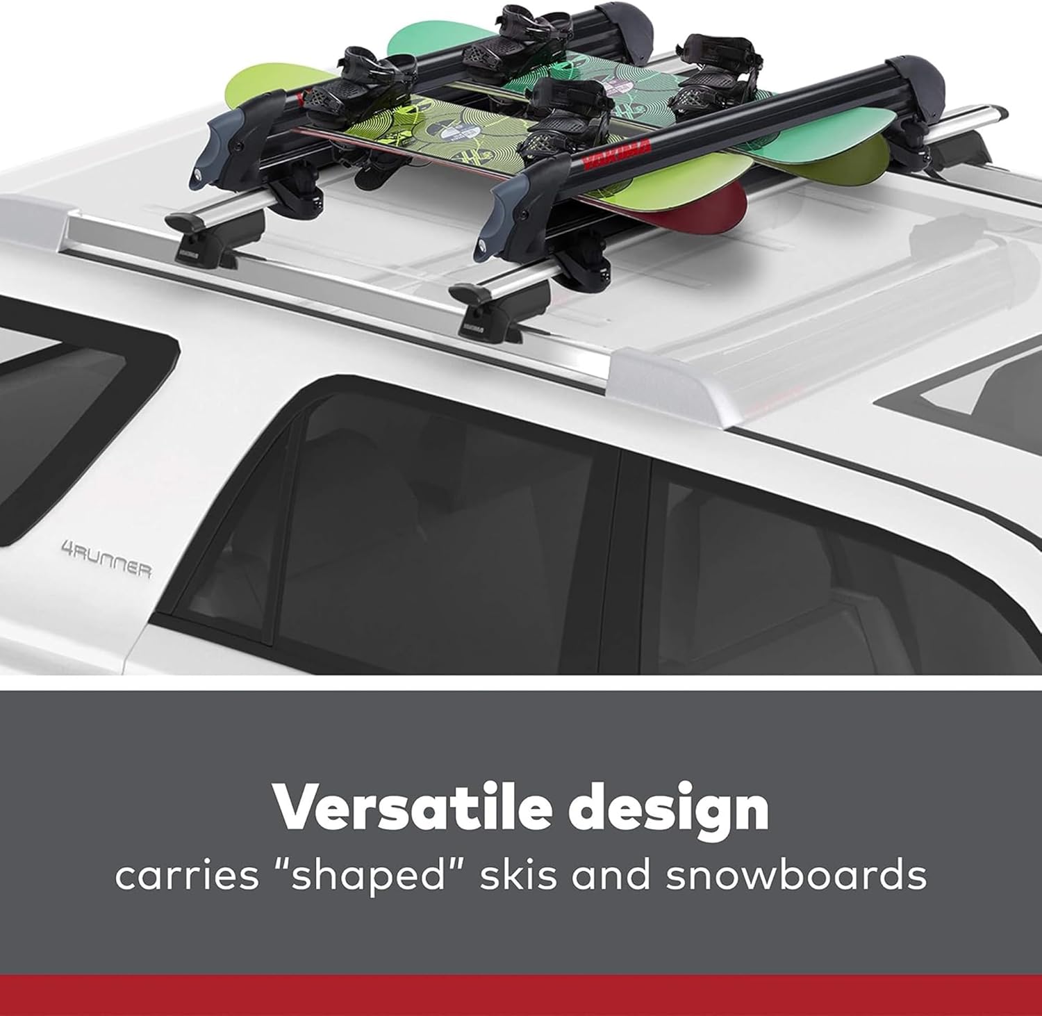 YAKIMA, PowderHound 6 Ski & Snowboard Mount, Fits Up to 6 Pairs of Skis or 4 Snowboards, Rides Quietly, Fits Most Roof Racks, Black