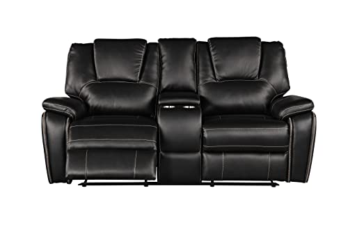 3 Pieces Power Reclining Sofa Set with Armchair, Loveseat and 3-Seat Sofa, Faux Leather Upholstered Couch Set with 2 Cup Holders and Headrest for Living Room, Black