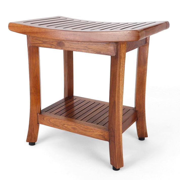 Rutledge & King Teak Shower Bench - Teak Shower Seat - Teak Wood Bathroom Stool - Corner Bench Alternative - Bathroom Chair - Bath Bench/Teak Bench (Darlington)
