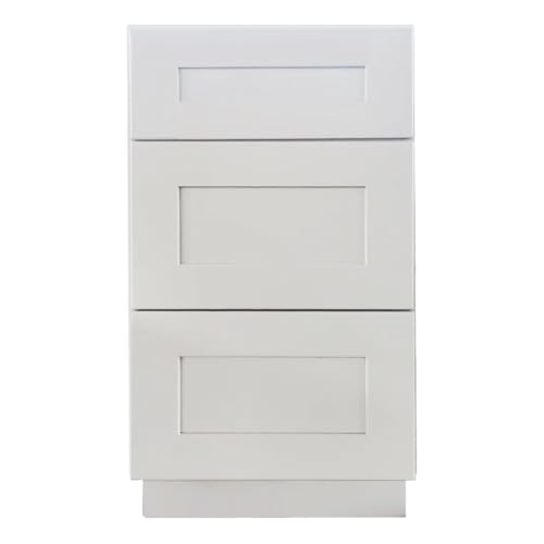 Shaker Style Grey RTA Base Cabinet with 3 Drawers by Solid Wood for Kitchen, Bathroom, Bedroom or Office Featuring, and Storage separation(30" W x 24" Depth x 34-1/2" H)