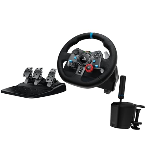 Logitech G29 Driving Force Racing Wheel and Floor Pedals, Real Force Feedback, Stainless Steel Paddle Shifters, Leather Steering Wheel Cover for PS5, PS4, PC, Mac - Black