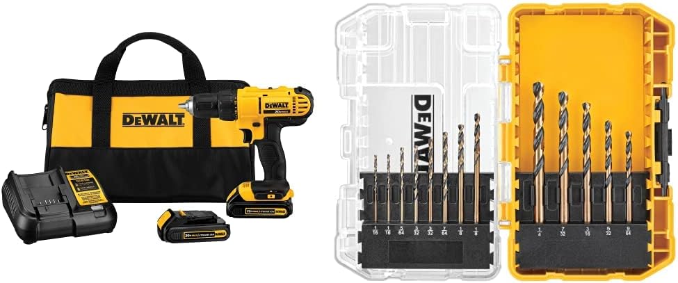 DEWALT 20V Max Cordless Drill / Driver Kit, Compact, 1/2-Inch (DCD771C2)