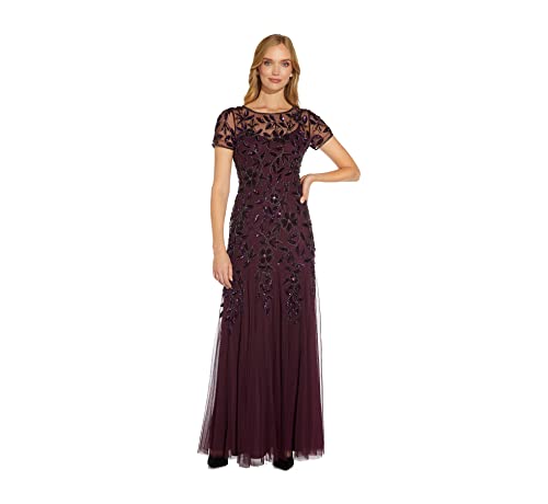 Adrianna Papell Women's Floral Beaded Godet Gown