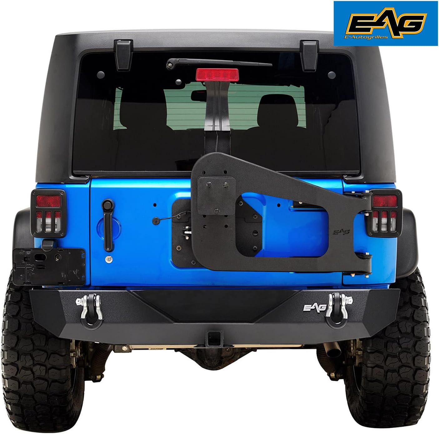 EAG JK Rear Bumper W/Tire Carrier & Adjustable Tire Mount Fit for 2007-2018 Wrangler JK