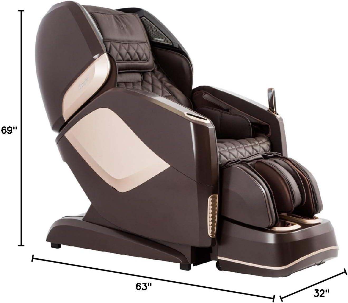 Osaki OS-4D Pro Maestro LE Brown SL-Track Massage Chair with Foot Roller, Zero Gravity, Space Saving Design, Beige