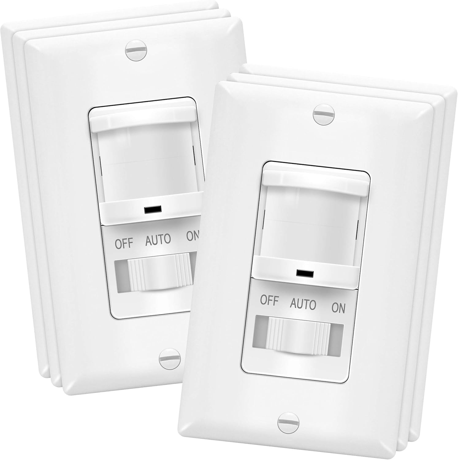 TOPGREENER in-Wall PIR Motion Sensor Light Switch, Occupancy Sensor Switch, On/Off Override, 4A, 500W, Single Pole, Neutral Wire Required, TSOS5, White, 4 Pack