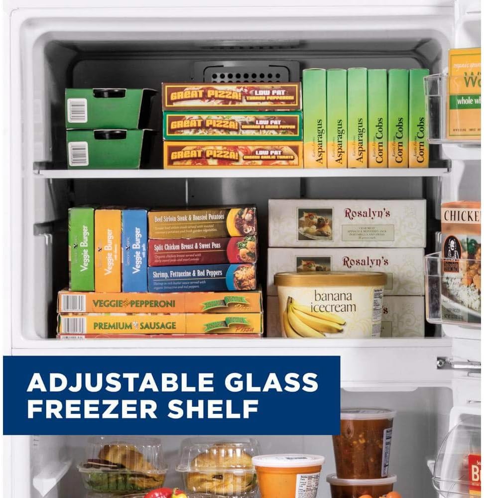 GE GTS22KGNRBB 33" Top Freezer Refrigerator with 21.93 cu. ft. Capacity, LED Lighting, Edge-to-Edge Glass Shelves and Upfront Temperature Controls in Black