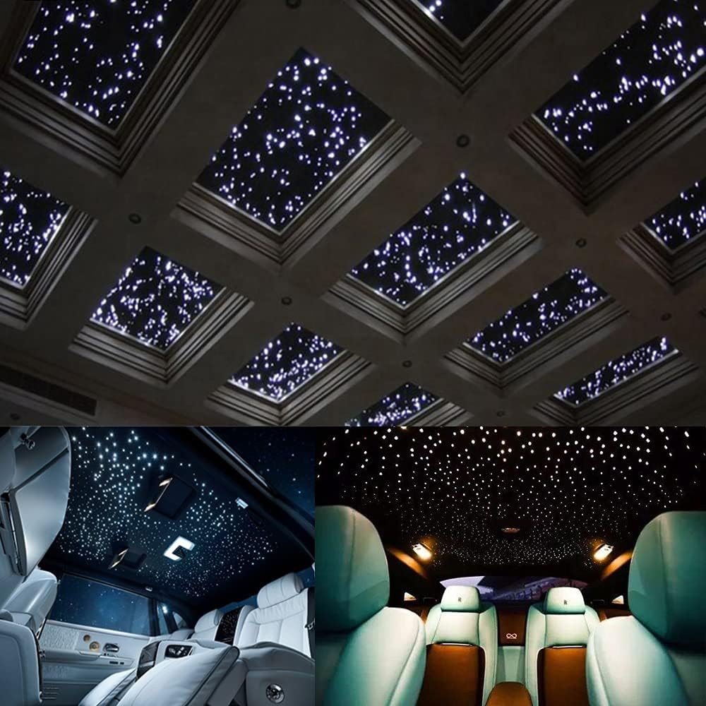 AKEPO Car Home Use 32W RGBW Twinkle+ Sound Activated+ APP Fiber Optic Lights Kit Star Ceiling Sky Light with Total 800pcs in 13.1ft/4m + 9.8ft/3m Long Optical Fiber Cable for Indoor or Interior Decor