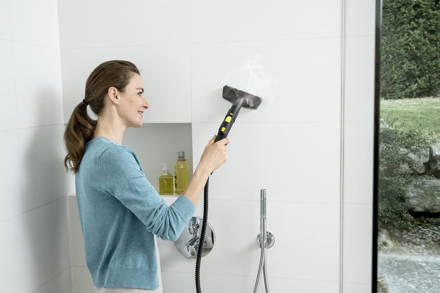 Karcher SC 3 Portable Multi-Purpose Steam Cleaner with Hand & Floor Attachments for Grout, Tile, Hard Floors, Appliances & More – Chemical-Free, Rapid 40 Second Heat-Up, Continuous Steam