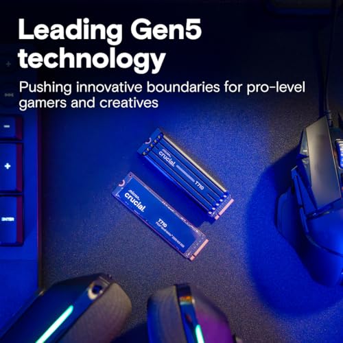 Crucial T705 2TB PCIe Gen5 NVMe M.2 SSD - Up to 14,500 MB/s - Game Ready - Internal Solid State Drive (PC) - +1mo Adobe CC - CT2000T705SSD3
