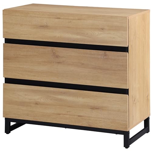 WAMPAT Modern Buffet Sideboards, Sideboard Buffet Cabinet with 3 Drawers and Metal Base, Coffee Bar Storage Cabinet for Kitchen, Buffet Cabinet for Living Room,Brown