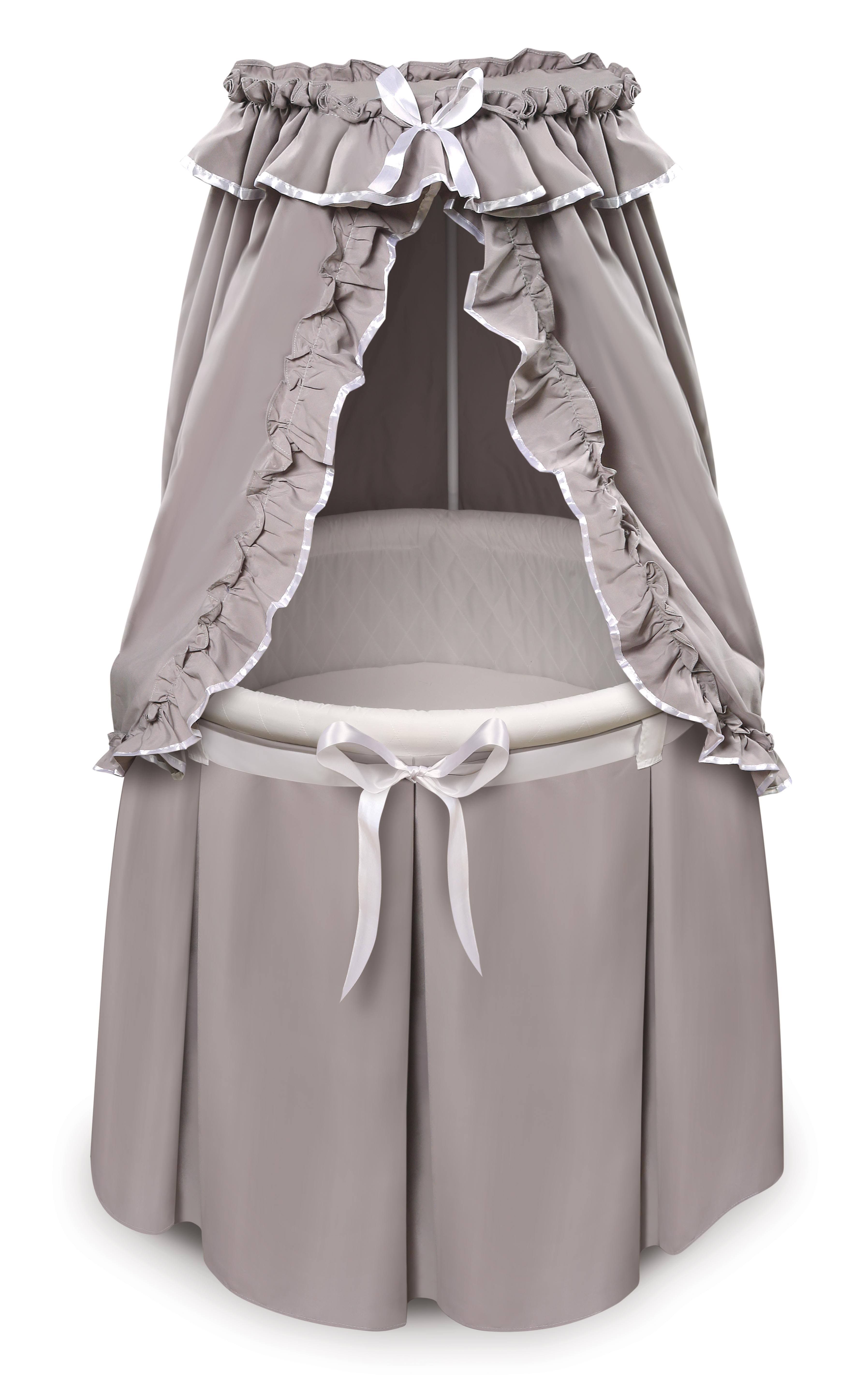 Badger Basket Empress Round Baby Bassinet with Canopy - Gray/White