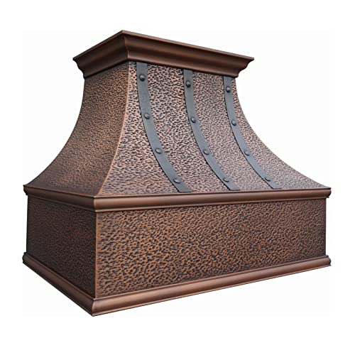 SINDA Copper Range Hood Comes with Professional Liner Insert, High CFM Internal Motor, LED Lights & Baffle Filter, H7HOTR