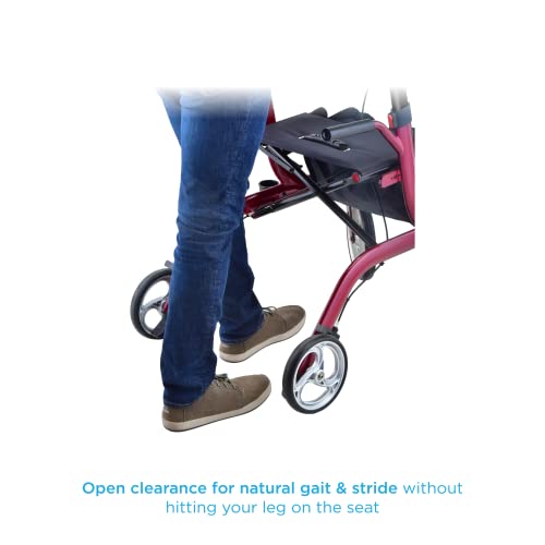 NOVA Phoenix Rise UP Rollator, Upright Walker with Padded & Contoured Forearm Platform, Stand Up Walker with 10” Front Wheels, Foldable and Lightweight at 20 lbs. Color: Blue
