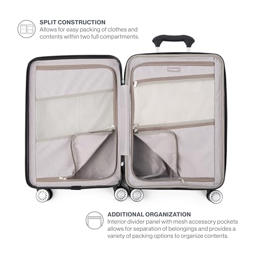 Travelpro Pathways 3 Hardside Expandable Luggage, 8 Spinner Wheels, Lightweight Hard Shell Suitcase, Carry On 21 Inch, Black Knight