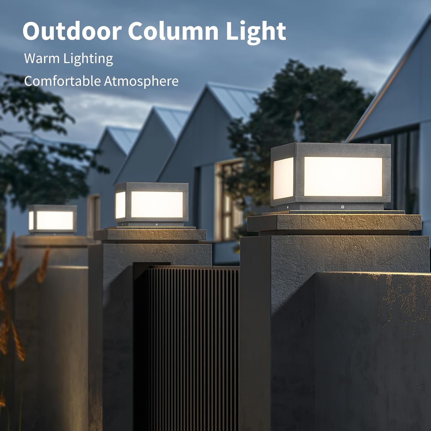 Modern Post Light, Pillar Lights Outdoor IP65 Waterproof LED Fence Cap Lights for Deck 3000K Luxury Aluminum Column Lighting Landscape Lamp for Flat Surface Garden Yard Porch Decoration