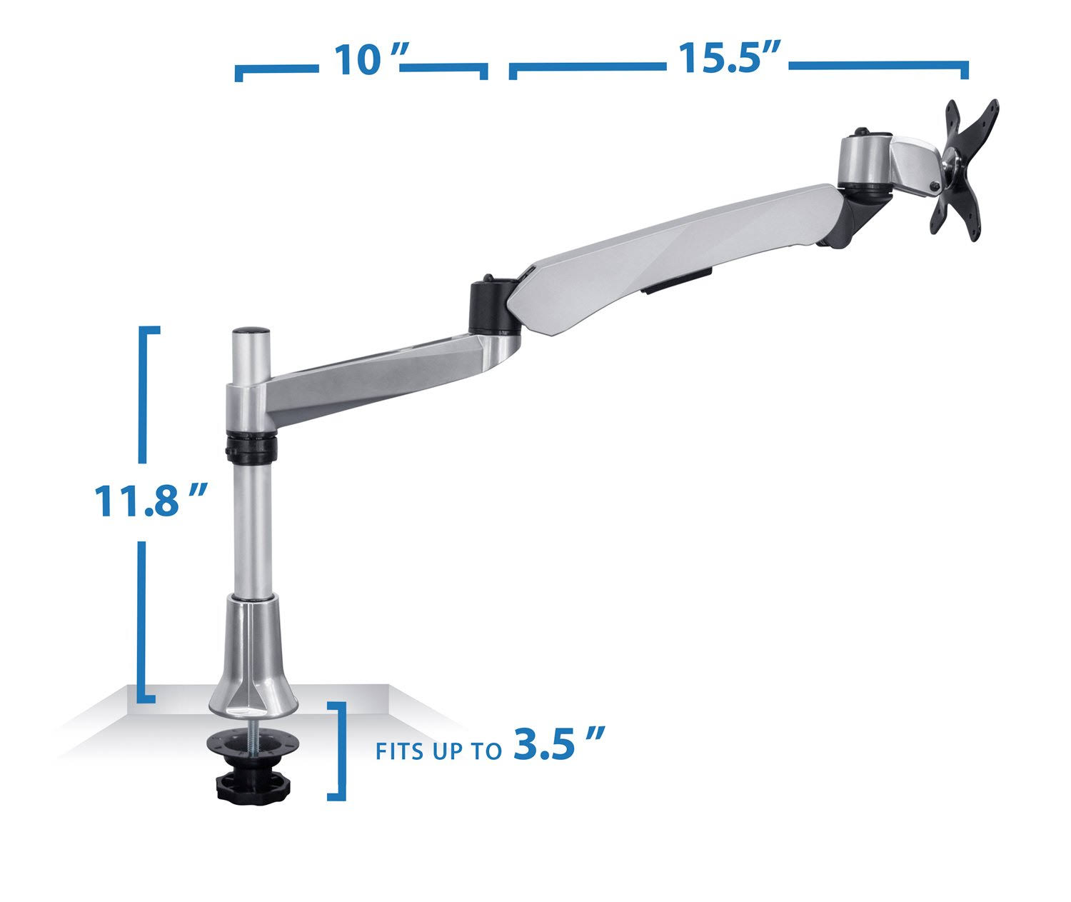 Mount-It Single LCD Monitor Desk Mount, Height Adjustable, Full Motion, Silver