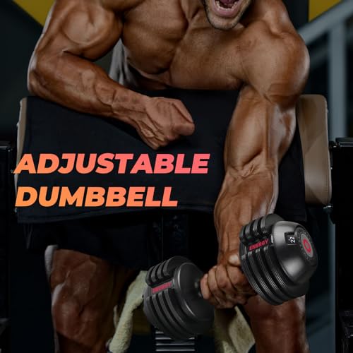 22LB/52LB Adjustable Dumbbells, 5 Weight Options Dumbbell with Anti-Slip Metal Handle for Exercise & Fitness Fast Adjust Weight for Full Body Workout Fitness