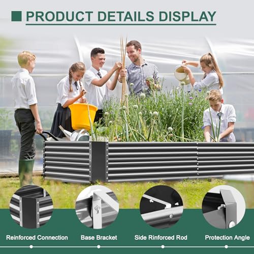 Land Guard 8x4x3ft Rectangular Galvanized Raised Garden Beds, 36" Tall Large-Capacity Metal Planter Box Outdoor, Durable Deep Raised Garden Bed, Raised Beds for Gardening Vegetables, Classic Silver