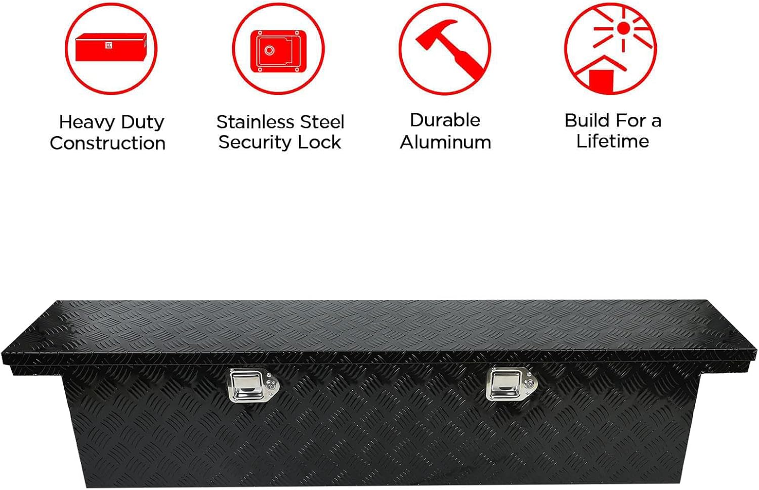 18X17X17.75 Black Aluminum 5 Bar Tread Tool Box Truck Car Outdoor Trailer Pickup Underbody Toolbox,RV Storage Organizer，Underbed Tools Organizer W/Lock Latch w/Keys