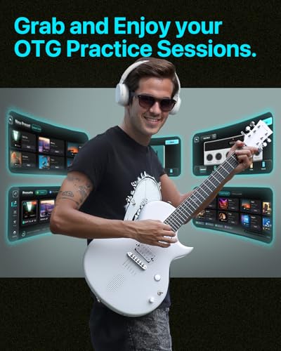 Enya Electric Guitar Inspire 39" Smart Electric Carbon Fiber Guitarra with 15W Wireless Speaker, 20 Distinct Tones, Onboard Presets, Charging Cable, Adjusting Wrench, and Gig Bag