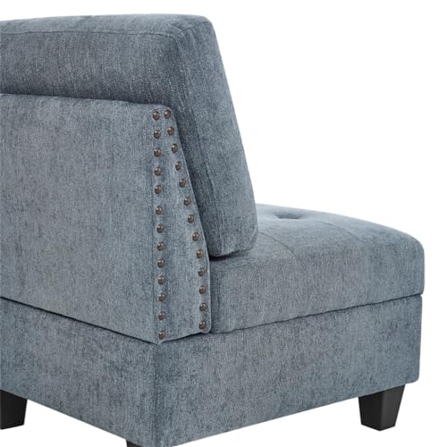 L Shape Chenille Modular Sectional Sofa, Combination Includes Three Single Chair,Two Corner and Two Ottoman