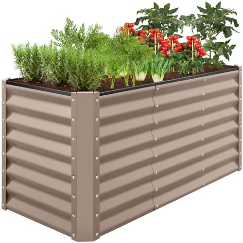 Best Choice Products 8x4x2ft Outdoor Metal Raised Garden Bed, Deep Root Planter Box for Vegetables, Flowers, Herbs, and Succulents w/ 478 Gallon Capacity - Gray