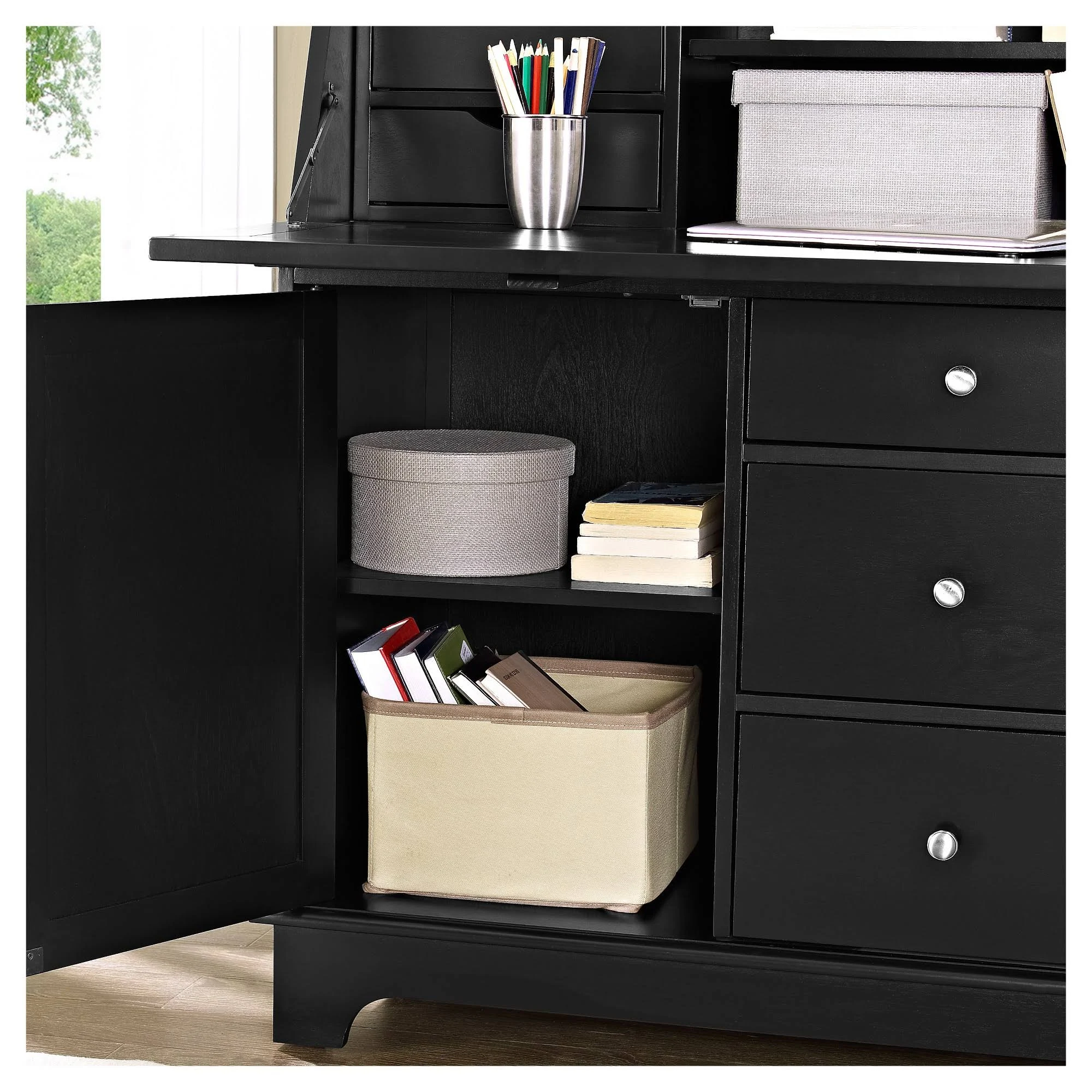 Crosley Furniture KF65001BK Sullivan Secretary Desk, Black