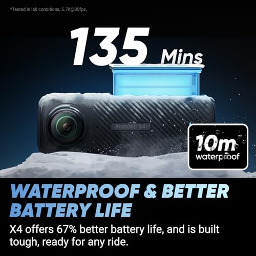 Insta360 X4 Motorcycle Bundle- 8K Waterproof 360 Action Camera, 4K Wide-Angle Video, Invisible Selfie Stick, Removable Lens Guards, 135 Min Battery Life, AI Editing, Stabilization, No Micro SD Card