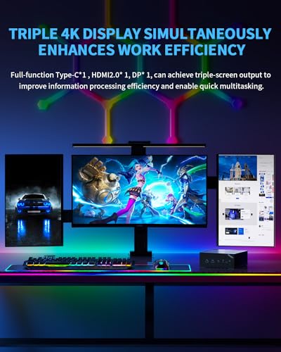 AM02 Mini PC, Intel N100 Mini PC(4C/4T,3.4GHz), 16GB LPDDR5 512GB M.2 SSD, Windows 11 Desktop Computer 4K Dual HDMI Display/USB3.2/WiFi 6/BT5.2/RJ45 1000M
