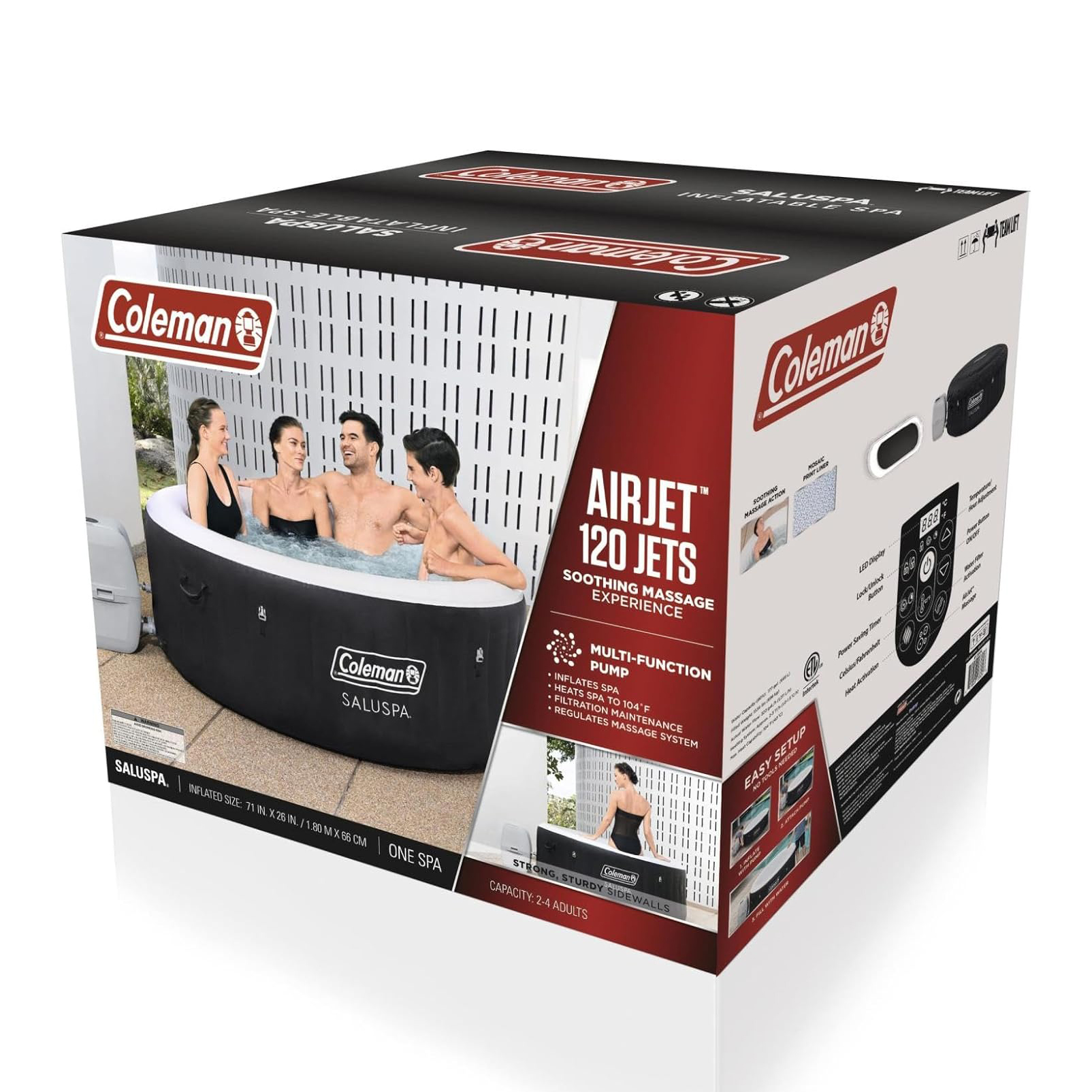 Inflatable Hot Tub Round Portable Outdoor Spa with 20 Soothing Air Nozzles and Cover